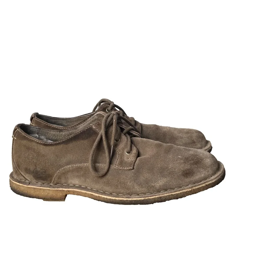 UGG TAN SUEDE OXFORD Dress SHOES Sheepskin Lining‎ Mens 10